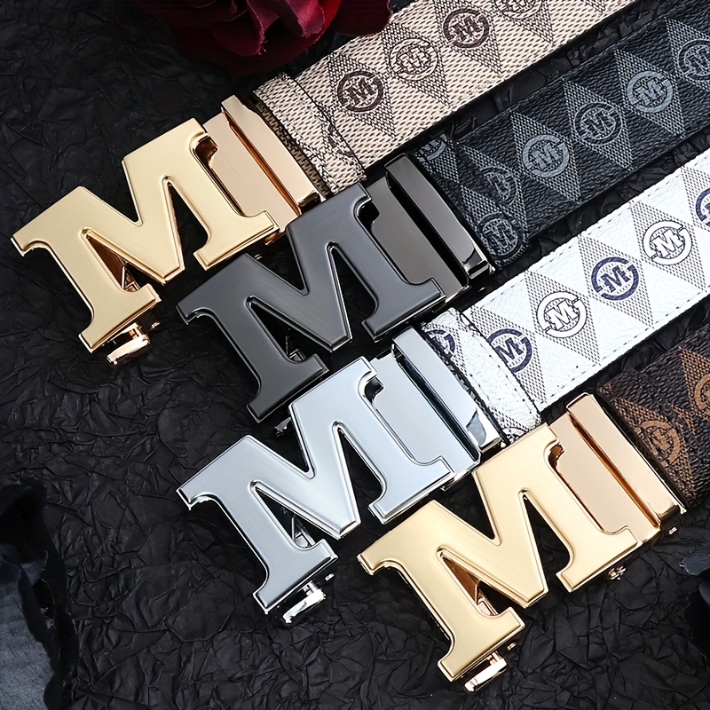 Minimalist Retro Men's Belt Alloy Buckle Printed Waistband